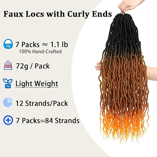 Miniatura 2 de Pelo sintético de ganchillo (26 pulgadas)  Rastas suaves de diosa con extremos rizados, pelo sintético bohemio de ganchillo para mujer, pre-enlazado