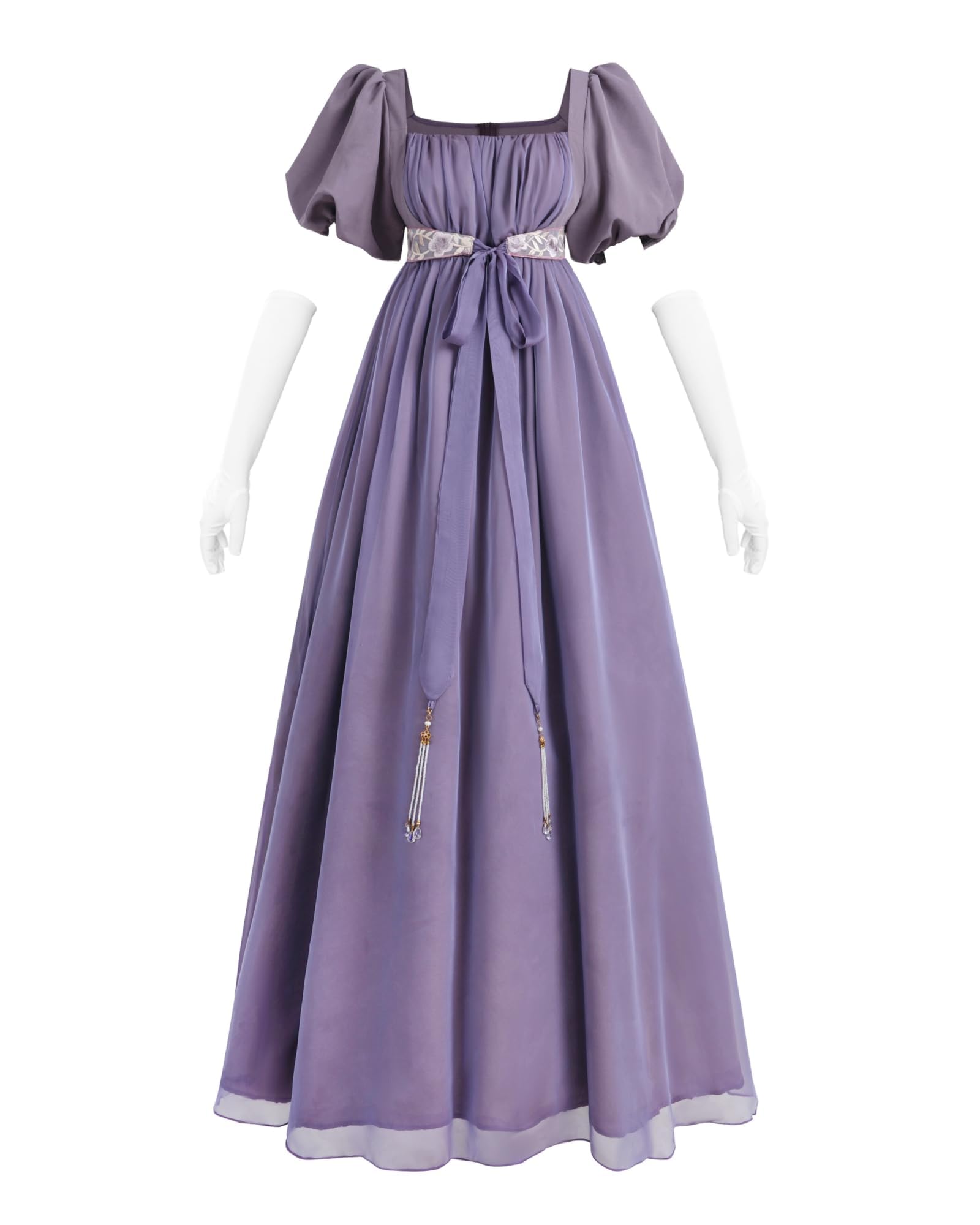 NSPSTT Regency Dress Women Empire Waist & Puffer Sleeve Victorian Tea Party Dress Jane Austen Dresses Ball Gown & Evening Dresses