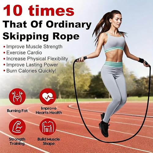 Miniatura 7 de Weighted Jump Rope for Men and Women, 2.8lb Adult Heavy Skipping Rope, Jumprope for Fitness,Workout Equipment, Fitness Equipment for Home Gym