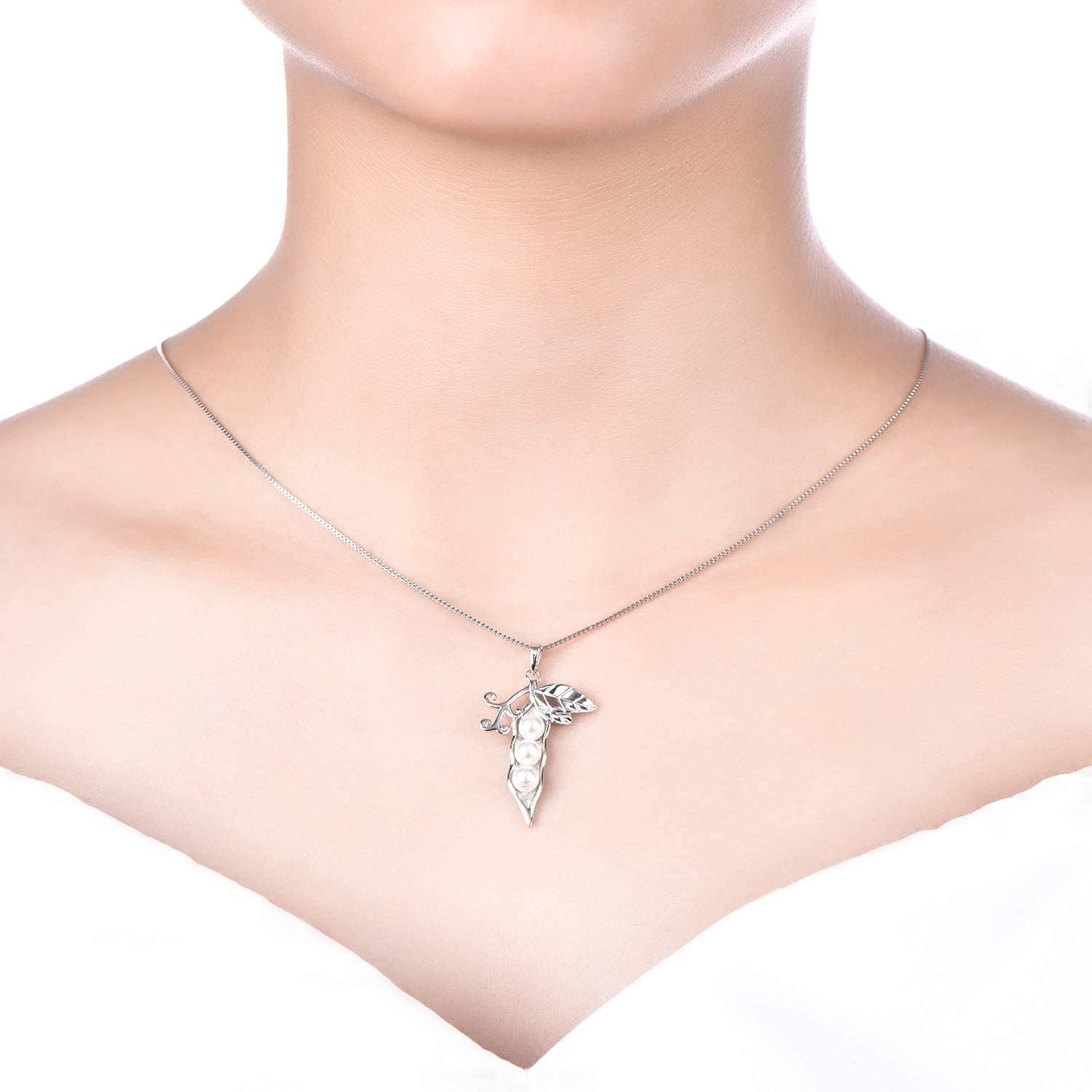 STARCHENIE 3 Peas in a Pod Necklace 925 Sterling Silver Pearl Peapod Pendant Jewelry Gift for Women - Image 5