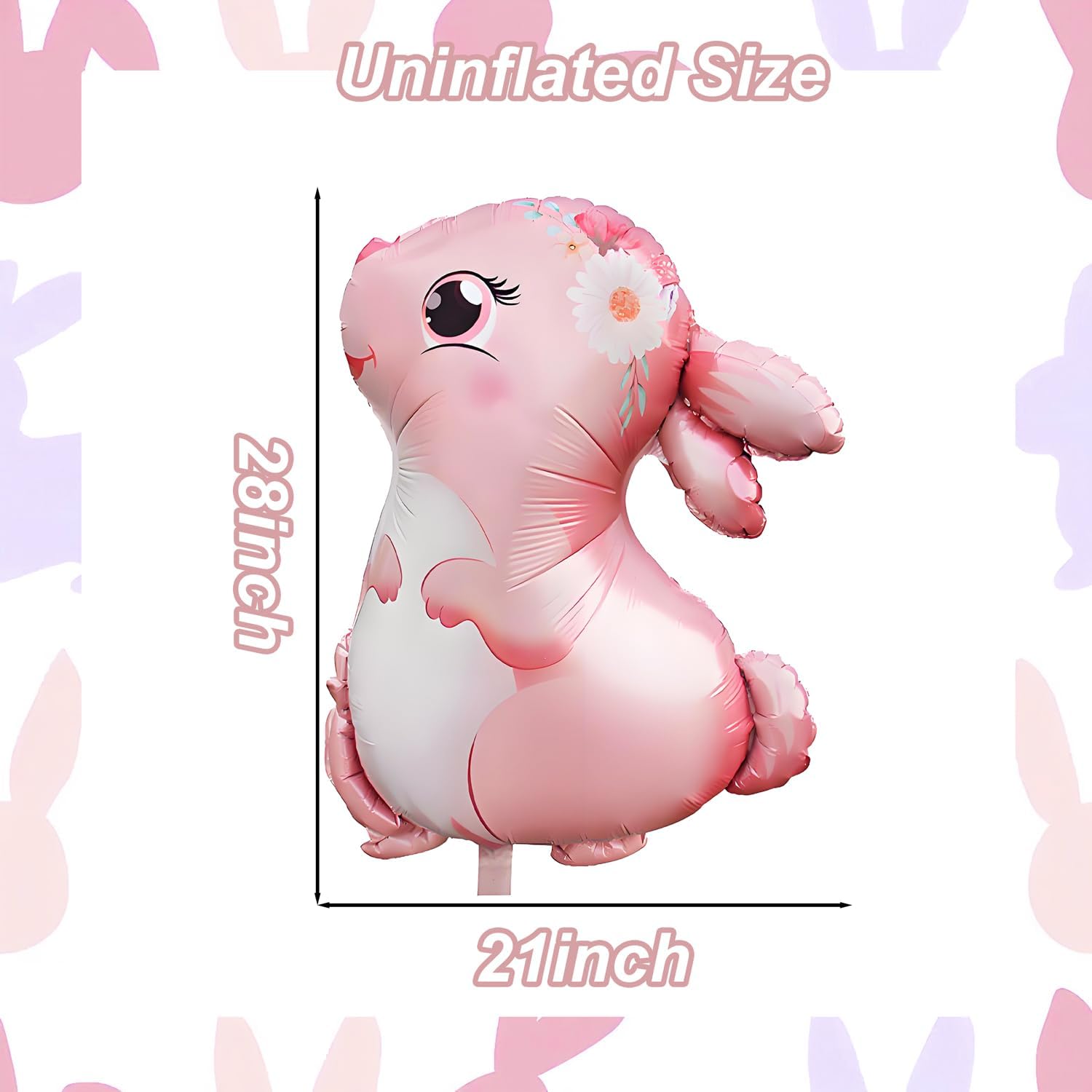 Pink Bunny Balloons, 4 PCS Easter Mylar Balloons Rabbit Balloon for Easter Decoration