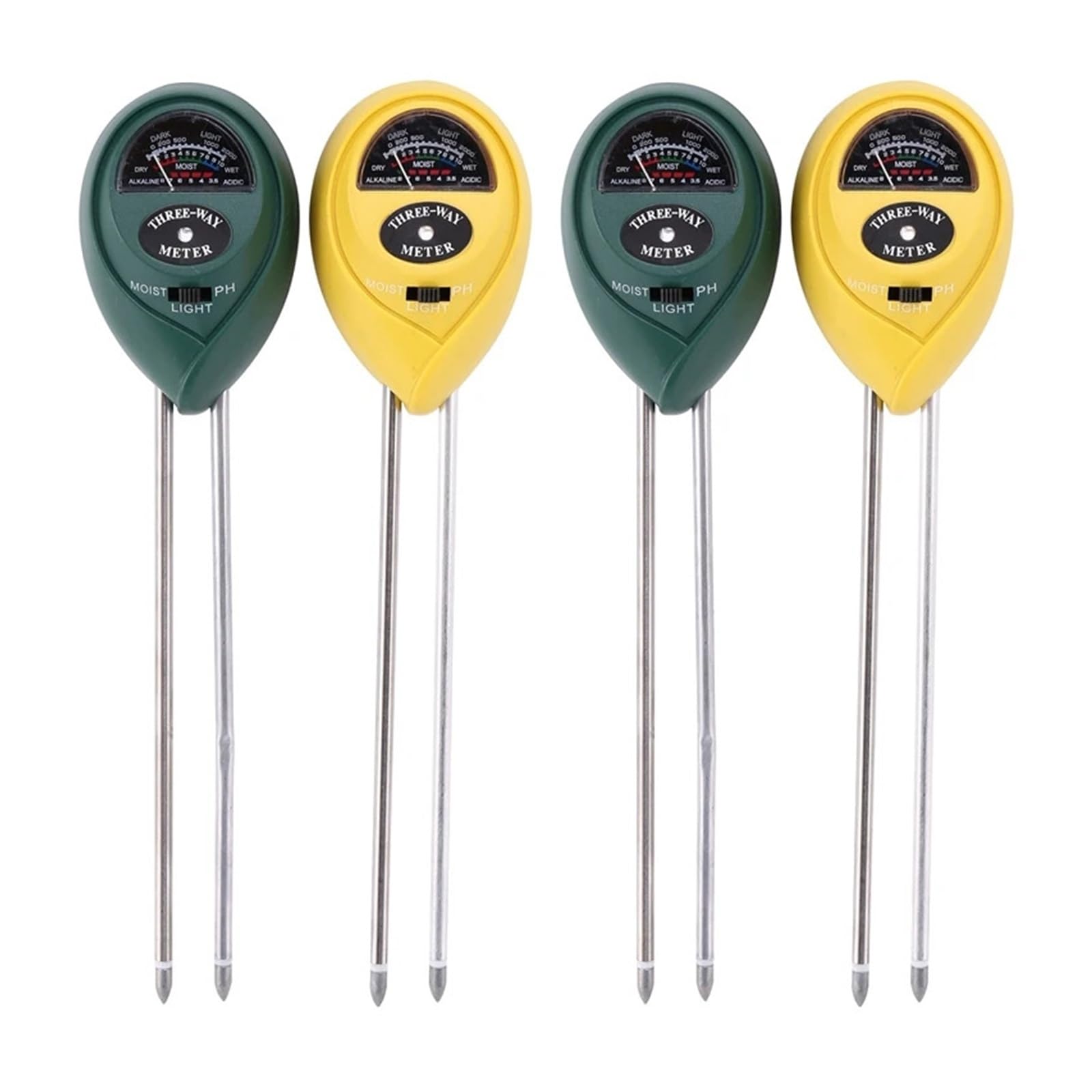 Medidor de humedad del suelo Medidor De PH Del Suelo 3 En 1, Herramienta De Jardinería, Kit De Prueba De Suelo Con Luz De Humedad Y Prueba De PH For Jardín, Granja, Césped, Interior, 4 Uds. Fiable y P