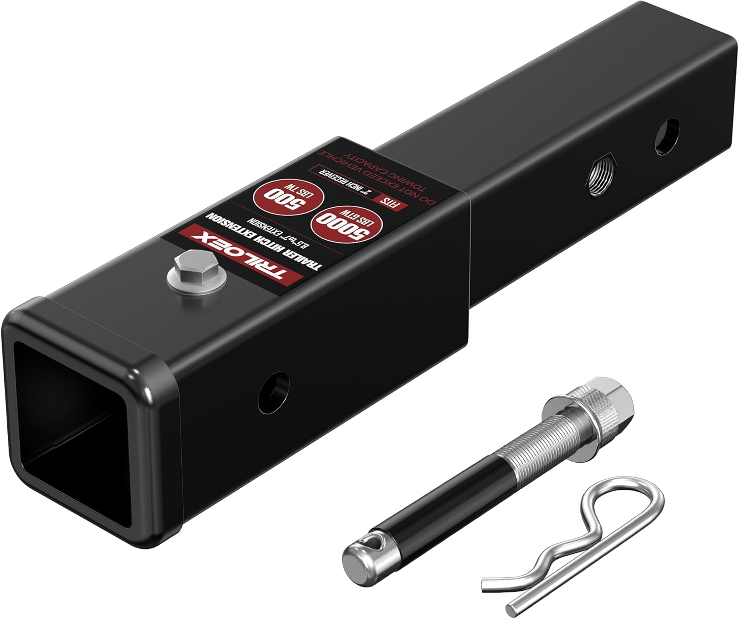 Trailer Hitch Receiver, 7 Inch Hitch Extender Fits 2 Inch Receiver Tube, 5000 LBS GTW, 5/8” Pin & Clip Included