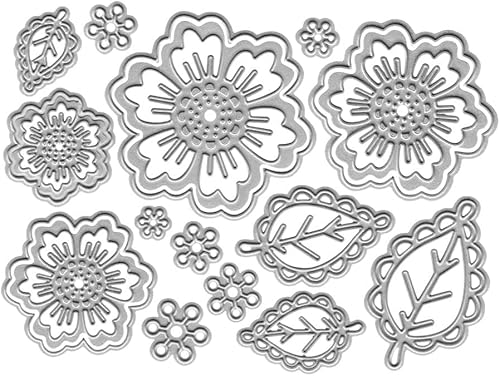Miniatura 3 de Troqueles de corte de flores de metal para hacer tarjetas, patrón de simetría, hojas florales, troqueladas de flores de primavera, herramienta de 1