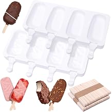 2PCS 4 Cavities Ice Lolly Moulds with 100pcs Wooden Sticks Ice Cream Moulds