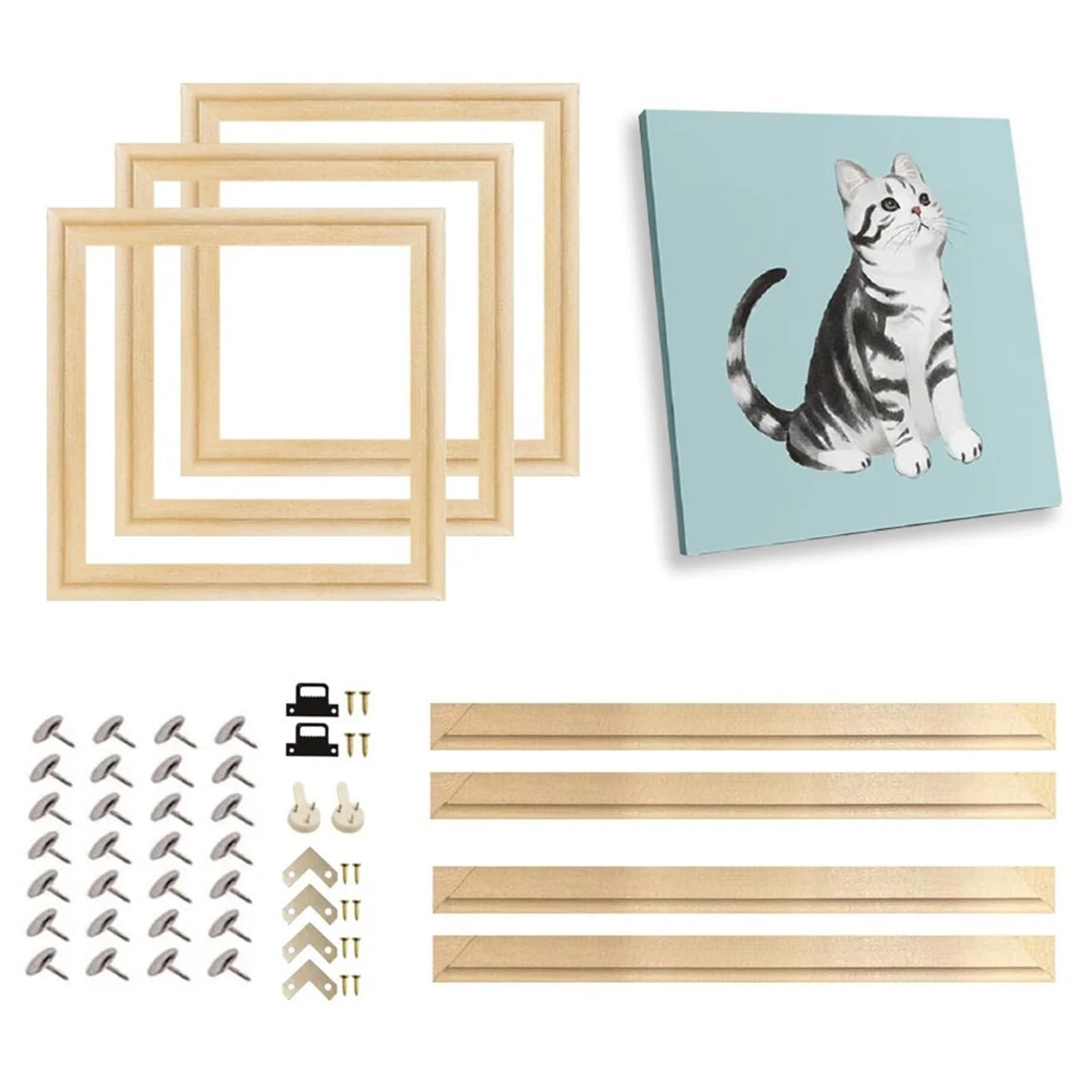 MDSIOKHJ Canvas Stretcher Bars Square DIY Natural Wooden Pictures Frame For Wall Canvas 30X30 40X40 Diamond Painting Large Size Picture Poster(20X20CM)