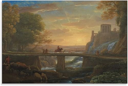 Claude Lorrain 1600 82 Claude Lorrain 16 - Landscape with An Imaginary View of Tivoli 1642 (oil on C Canvas Art Poster And Wall Art Picture Print