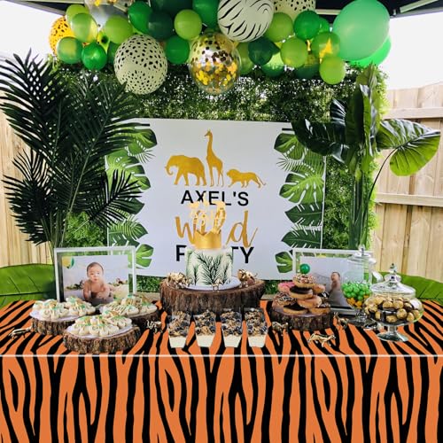 4Pcs Animal Print Table Cloths, Jungle Animal Theme Table Cover, Rectangular Leopard Tiger Zebra Giraffe Jungle Tablecloth for Zoo Safari Baby Showers Jungle Theme Birthday Decorations, 51x 86 Inch