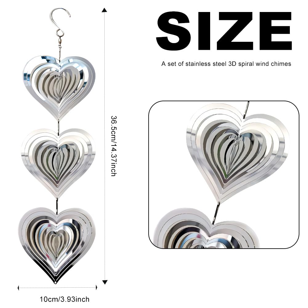 Metal Spiral Heart Wind Spinner Indoor Outdoor, Hanging Stainless Steel Wind Spinner - Image 2