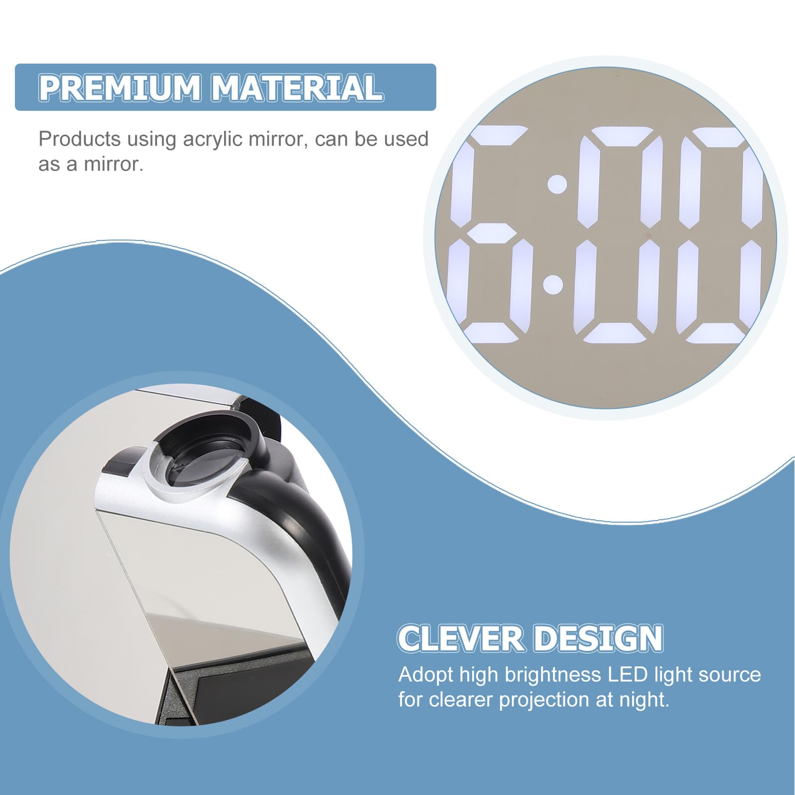 Cabilock Negro Reloj Despertador Digital de Proyección, para Dormitorio