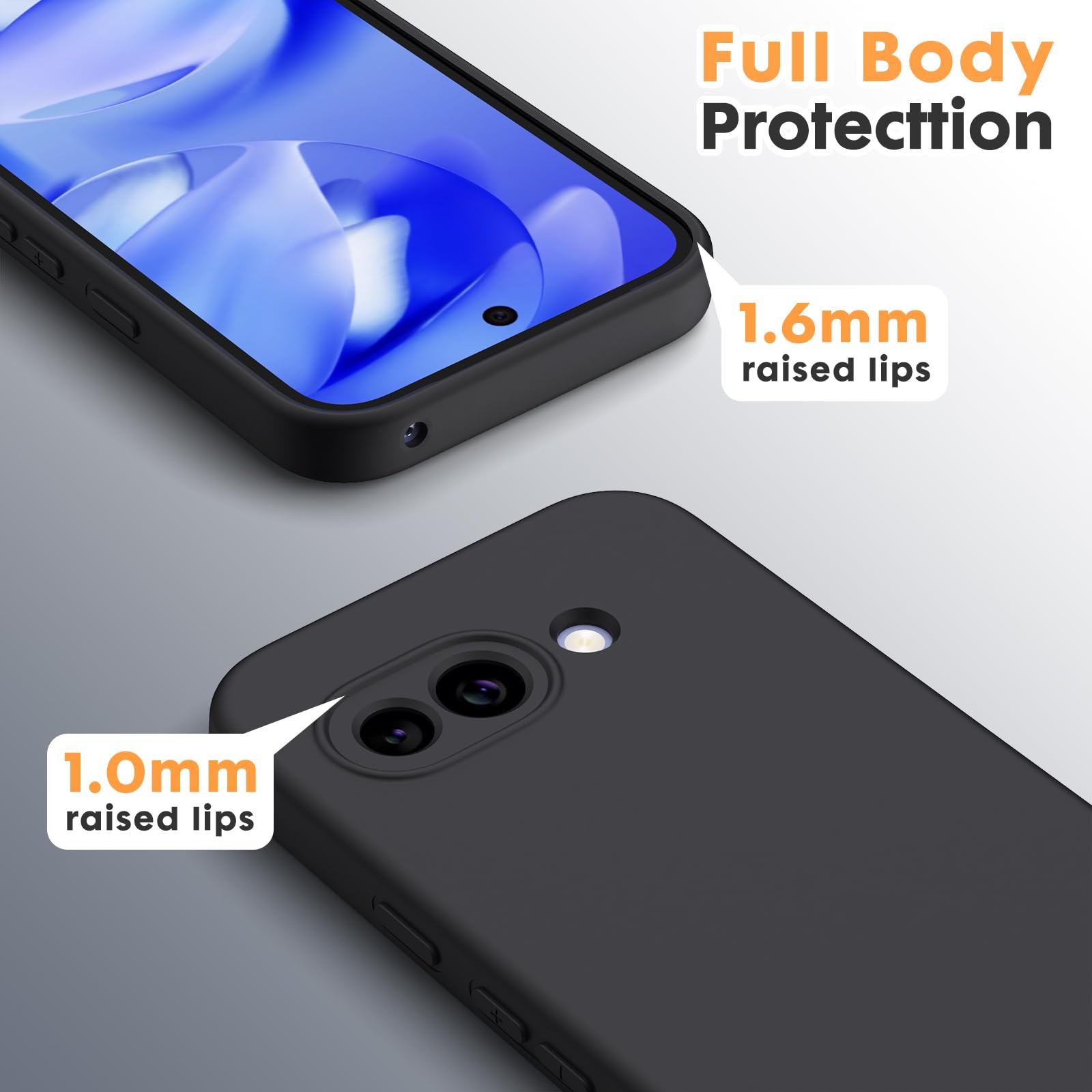 Google Cover Pixel 9a - Silicone duro, resistente alle macchie - Cover