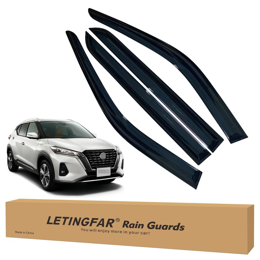 LETINGFAR Window Visors Rain Guards for Nissan Kicks 2018 2019 2020 2021 2022 2023 2024 Accessories, Wind Deflectors Vent Shades for Nissan Kicks