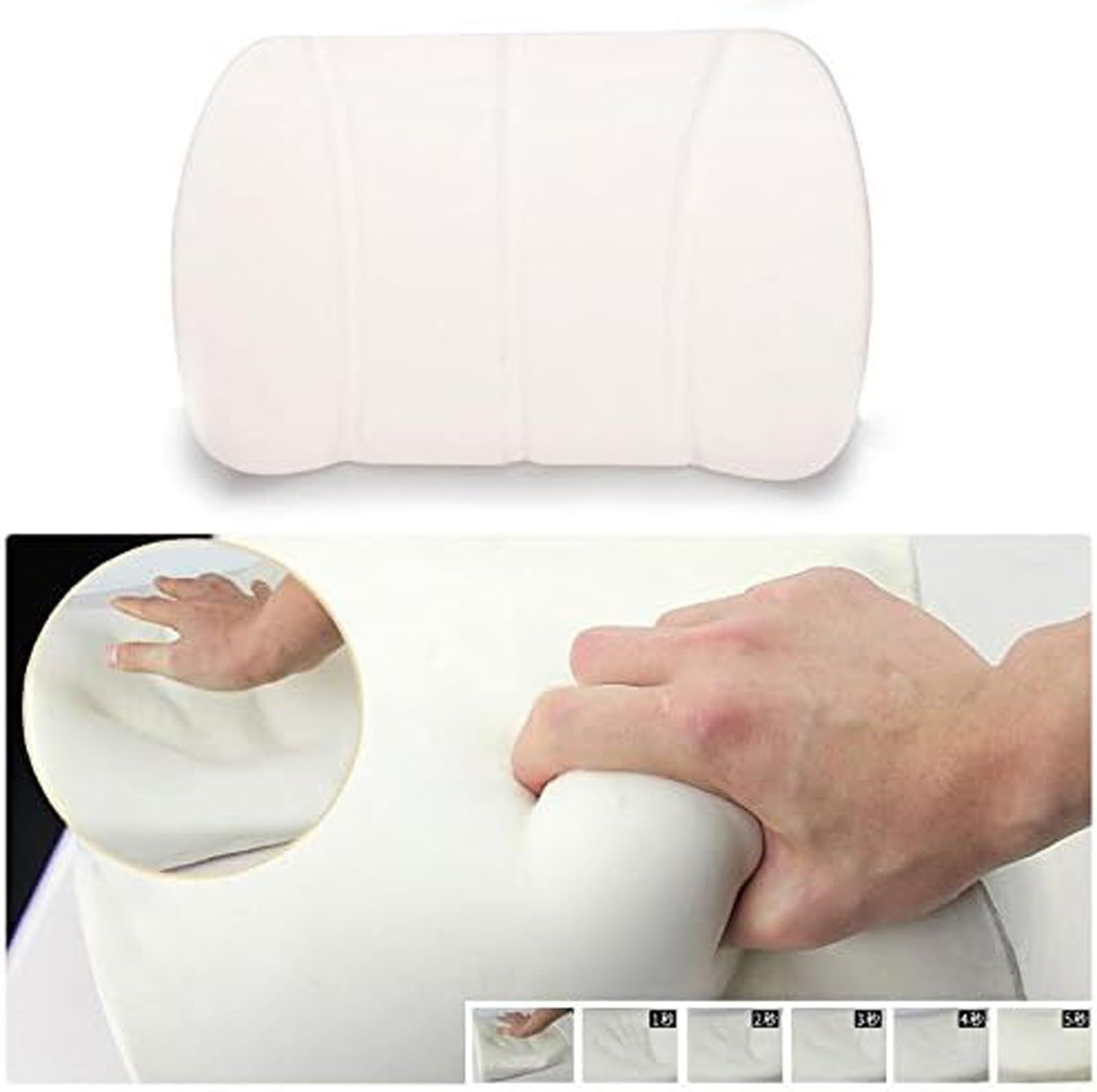 Cuscino Collo Dell'Auto Cuscino Lombare Set Cuscino Testa Seggiolino Auto Cuscino Testa Cuscino Collo Cuscino Supporto Lombare Schiena Schiuma di Memoria Ritorno Elastico Lento(Beige)