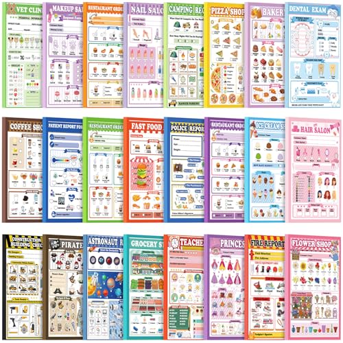 Image of Eaasty 24 Pack Kids Pretend Play Notepads 4x24 Inch,Mixed
