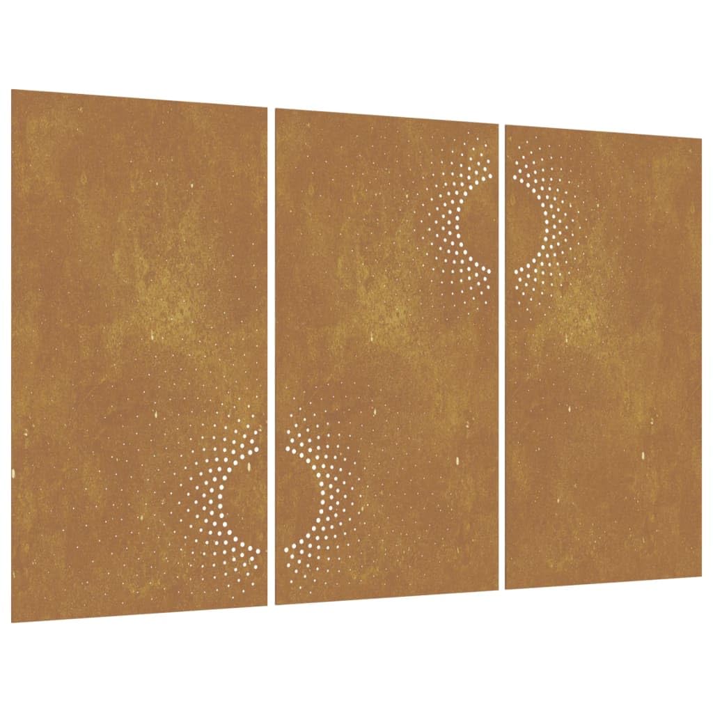 Vidaxl Brown Garden Wall Decorations 3 Pcs, Metal Wall Art With Sun Design, Wall Decor For Outdoor Garden Patio Balcony Yard Patio Lawn, Corten Steel
