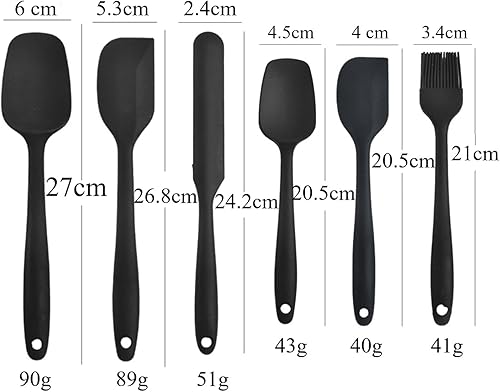 Miniatura 7 de Juego de 6 espátulas de silicona, resistentes a altas temperaturas, silicona de grado alimenticio, aptas para lavavajillas, para hornear, cocinar,