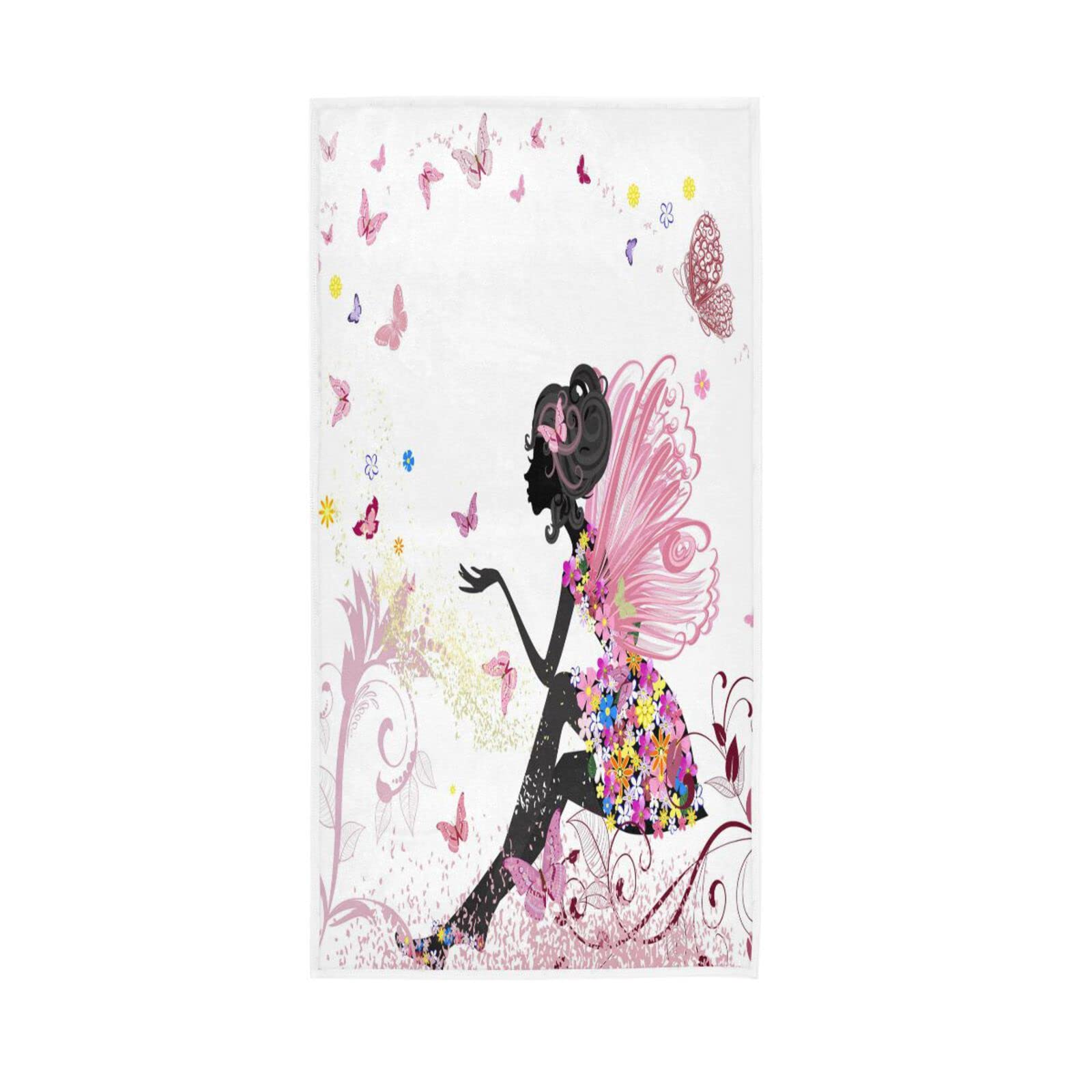 LSRCPD Hand Towels Flower Fairy Butterfly Decor Fingertip Soft Face Towel Absorbent Bathroom Kitchen Towels