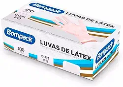 Luva Latex Bompack Industrial M C/Po C/100 (Nao Uso Medico)