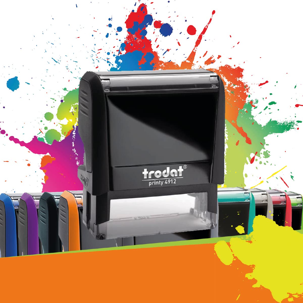 Trodat Printy 4912 - Professional Self-Inking Stamp with 4 Customizable Lines – Text Plate 47 x 18 mm Included (Black) — image 1