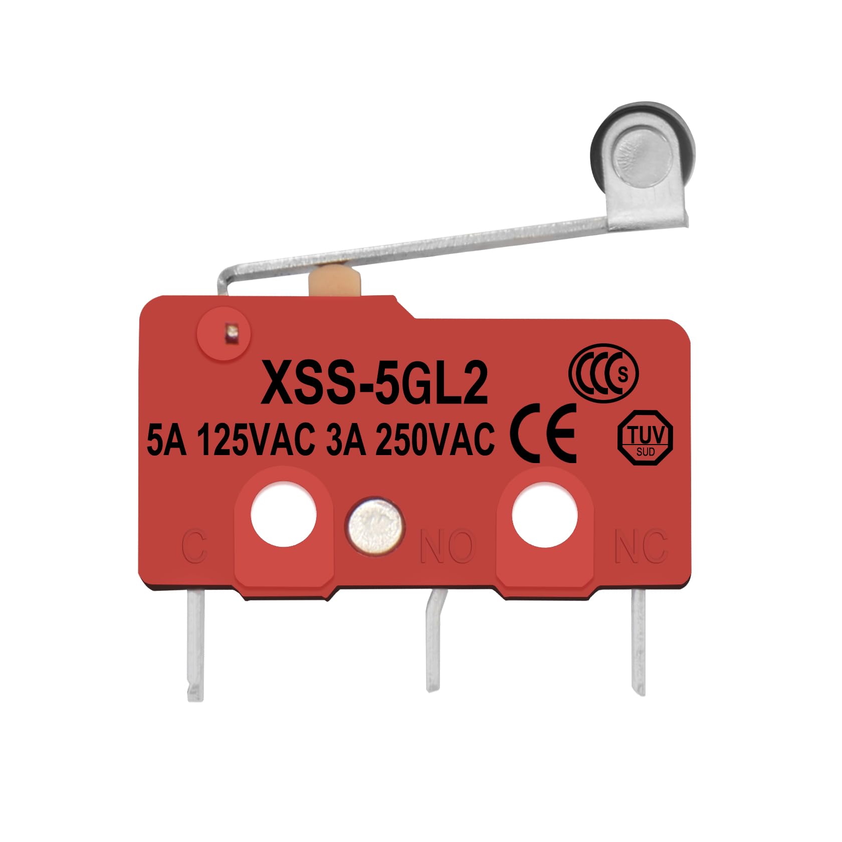 Heschen Mini-Mikroschalter XSS-5GL2 – SPDT, Kurze Walze, 5A/125V AC, 3A/250V AC, CE/TÜV, 2 Stück
