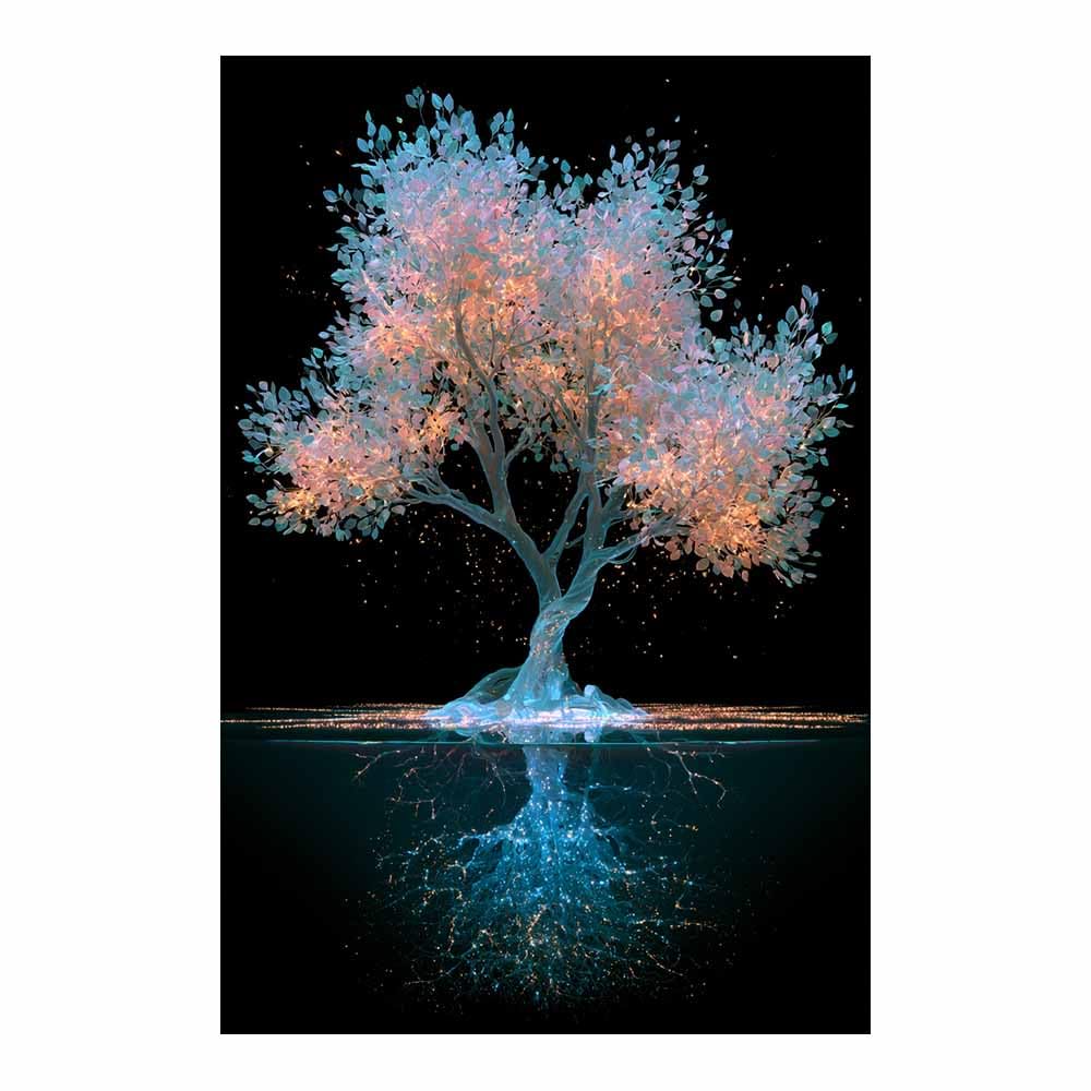 HOQIU Tree Of Life Wall Art Vintage fruit tree canvas prints, nature wall art, for Bathroom Home Office Decor(Multicolor)-80x120cm Unframed
