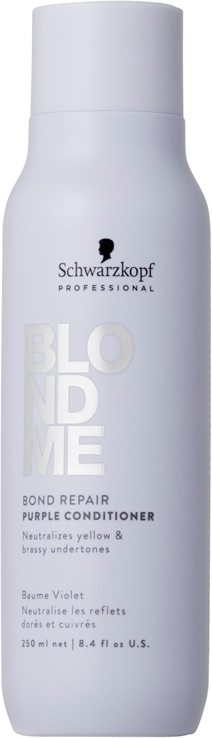 Schwarzkopf Professional BLONDME Bond Repair Purple Conditioner, coole haarconditioner, neutraliseert gele tinten voor geverfd, gebleekt blond haar, diepwerkend, verzorgend en ontwarrend, 250 ml