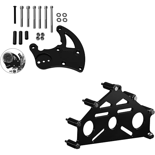 Bevinsee Engine Safe Stand Adapter Plate & AC Compressor High Mount Bracket Compatible with Chevrolet