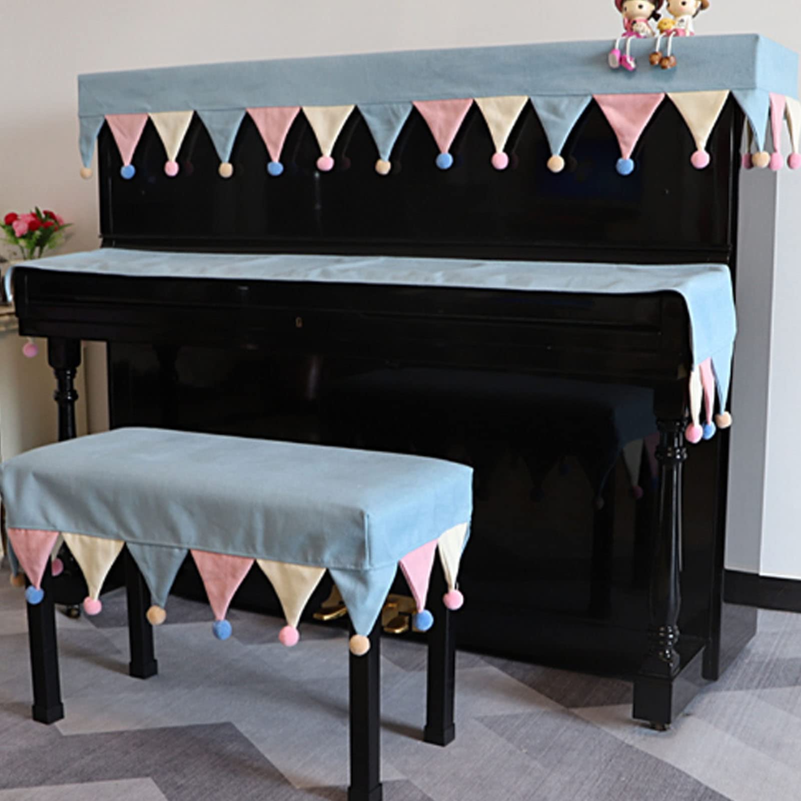 LekLai Copertura per Pianoforte Mezza Copertura Copertura per Pianoforte Nordico Copertura Antipolvere Copertura per Bandiera Triangolare Panno Moderno e Minimalista Set Di Drappi per Pianoforte con