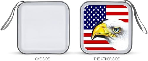 Miniatura 6 de Funda portátil para CD con diseño de águila y bandera americana, 40 capacidades, soporte para DVD, organizador de almacenamiento de discos para