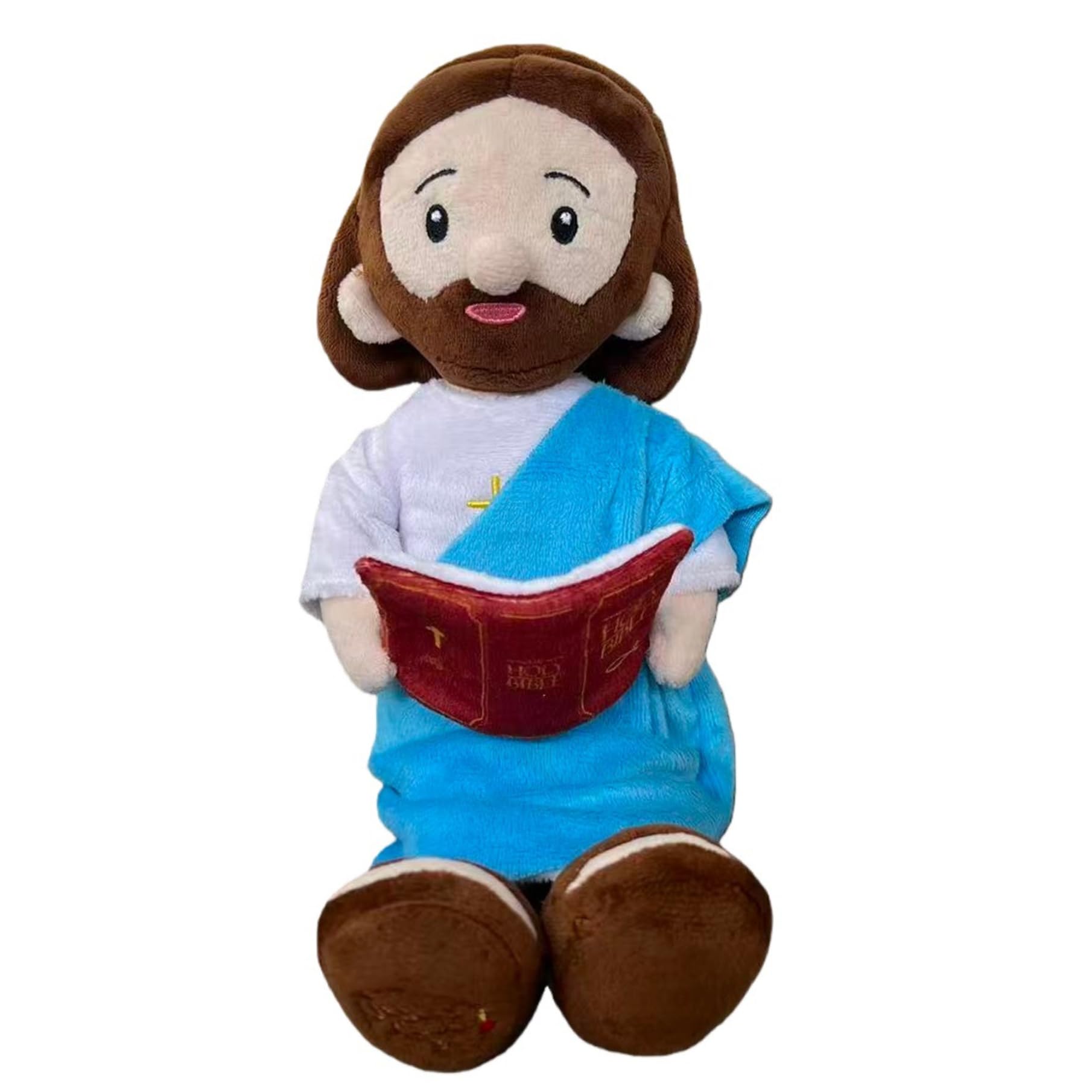 Muñeco de Peluche de Jesús, Peluche Suave de Jesús de 12 Pulgadas con Cruz y Detalle de la Biblia, Lindo muñeco de para decoración del hogar, Juguete religioso para niños y Adultos