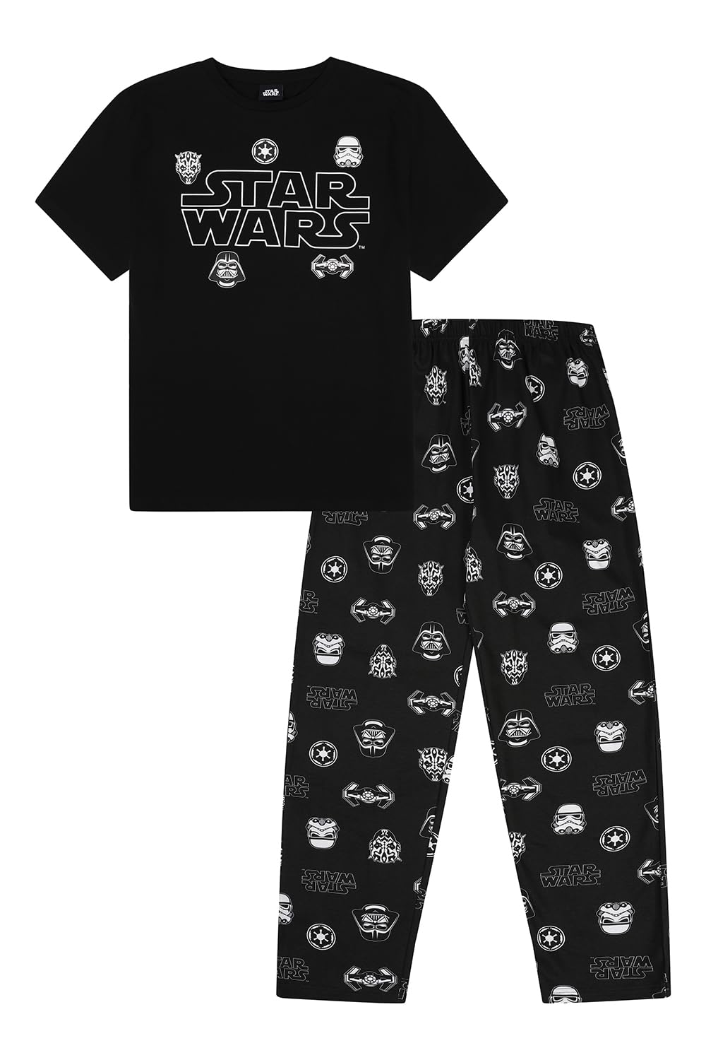 Star Wars Mens Long Black Pyjama Set Nightwear Loungewear