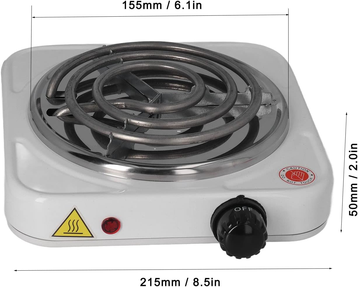 Electric Single Head Coil Burner, 1000W Counter Tabletop Stove, Portable Electric Hot Plate, Silent Heating, Stainless Steel