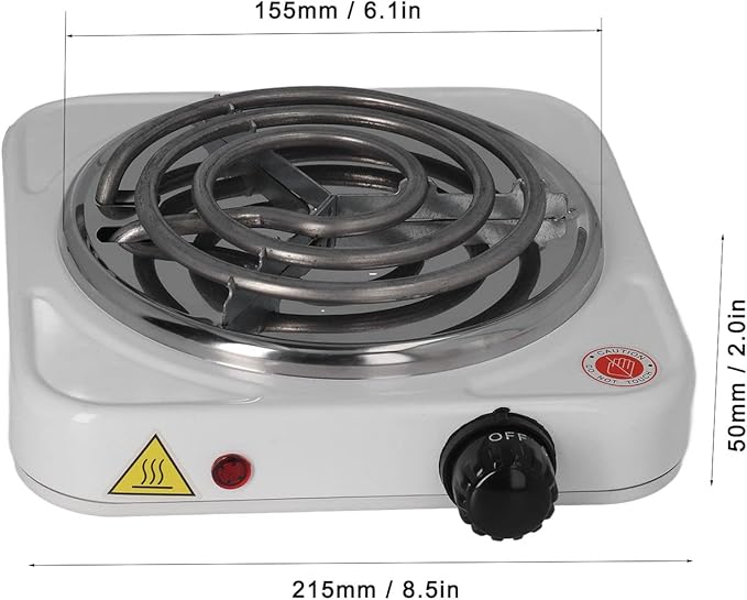 Estufa Eléctrica de Un Puesto 1000W Portátil Acero Inoxidable miniatura 2