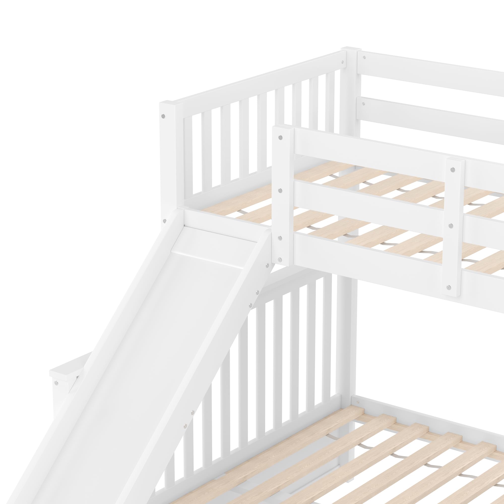 SACOOL Letto a castello 90x200 sopra 140x200 con cassetti portaoggetti e scivolo multifunzionale bianco