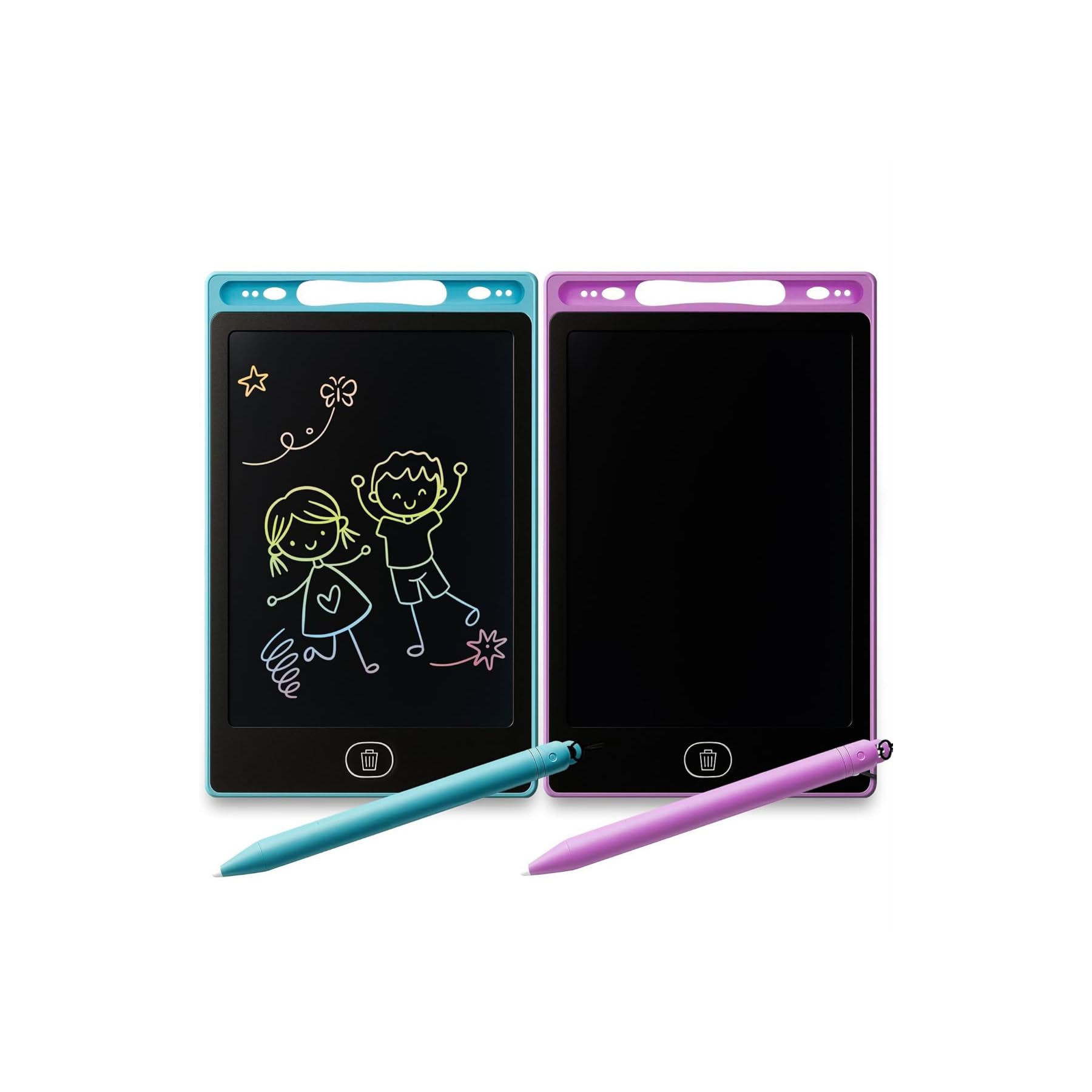 lcd writing tablet | 8 inch drawing pad with stylus pen | reusable electronic writing board for drawing, doodling, handwriting practice and learning (pack of 2)