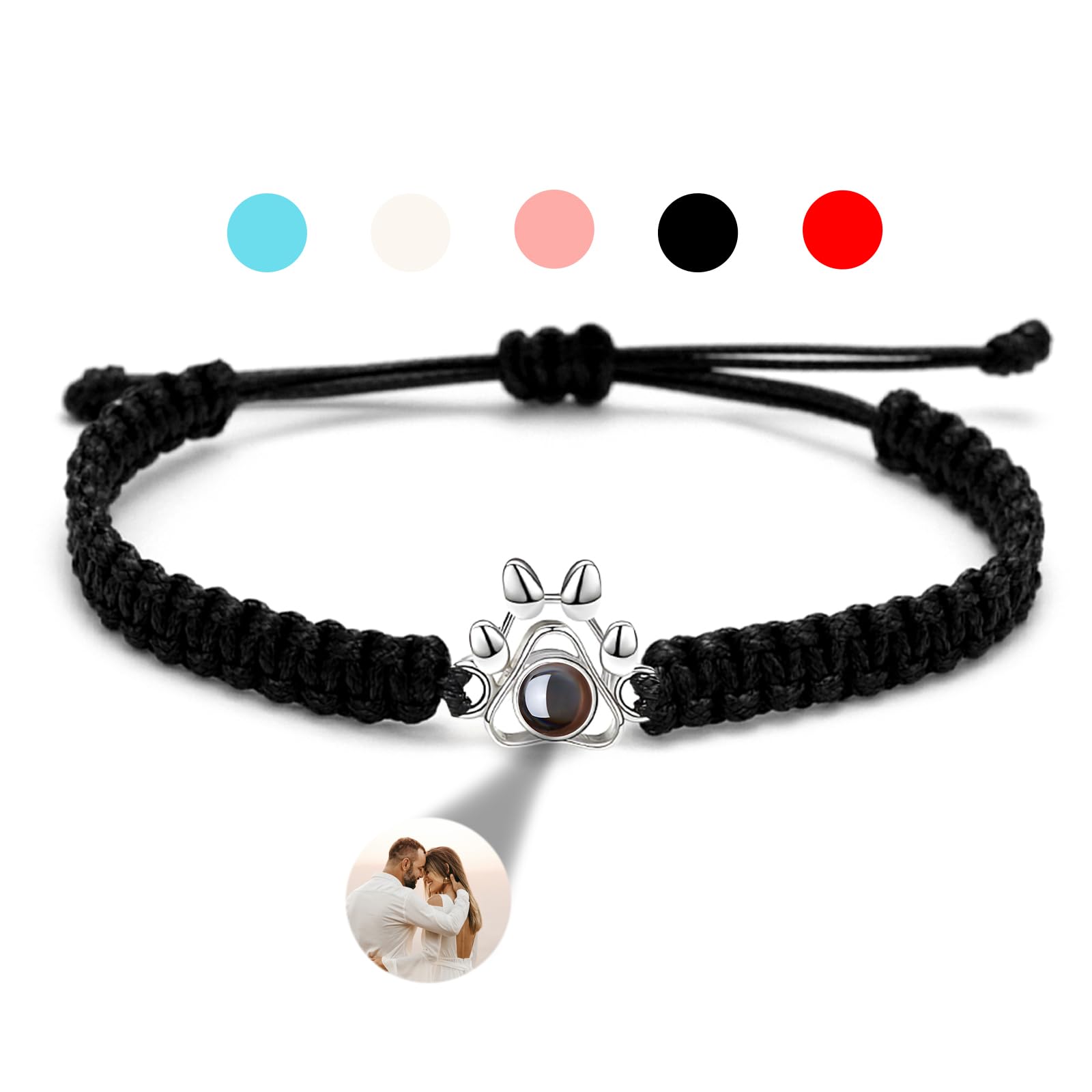 Photo Bracelet Customized Picture, Heart Shape Pendant Photo Projection Bracelet, Picture Bracelet Personalized Photo Inside for Birthday Anniversary Mothers Day Memorial Gifts