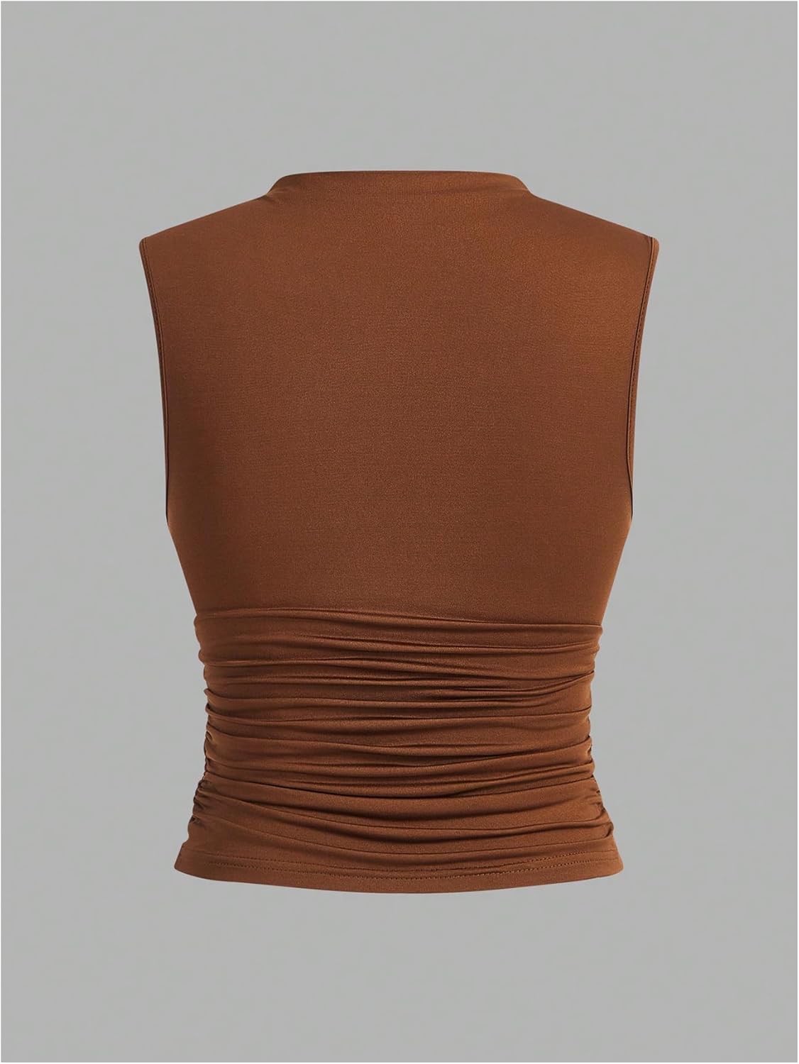 WDIRARA Women's 3 Pack Ruched Mock Neck Tank Top Sleeveless Fitted Tops - Image 4