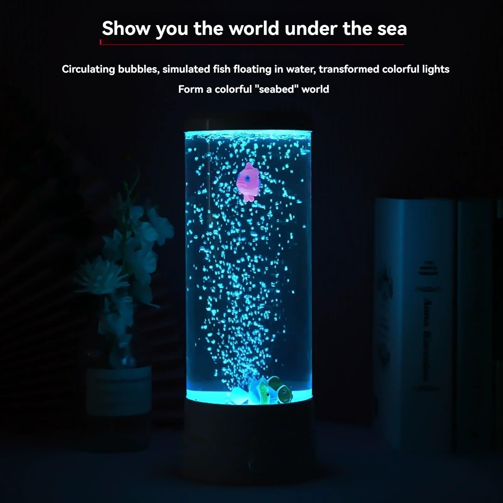 Lampa Akwariowa USB Crystal LED Bubble - Zmieniająca Kolor Nastrojowa Lampa Do Wystroju Domu I Sypialni, Nastrojowe Oświetlenie, Prezent(Black)