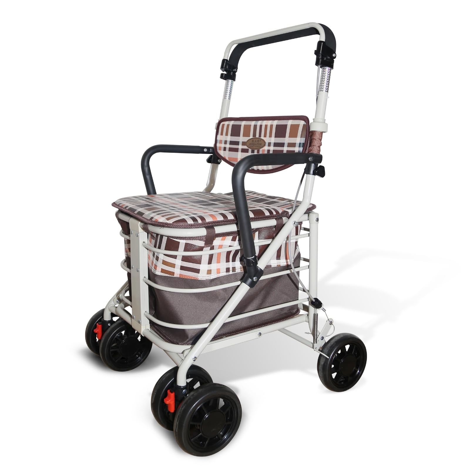 Walkers for Seniors with Seat, 180 lbs Capacity, Foldable & Lightweight, Adjustable Height, Rolling Walker with Brakes and Comfortable Chair for Mobility and Rest (Large Armrest)