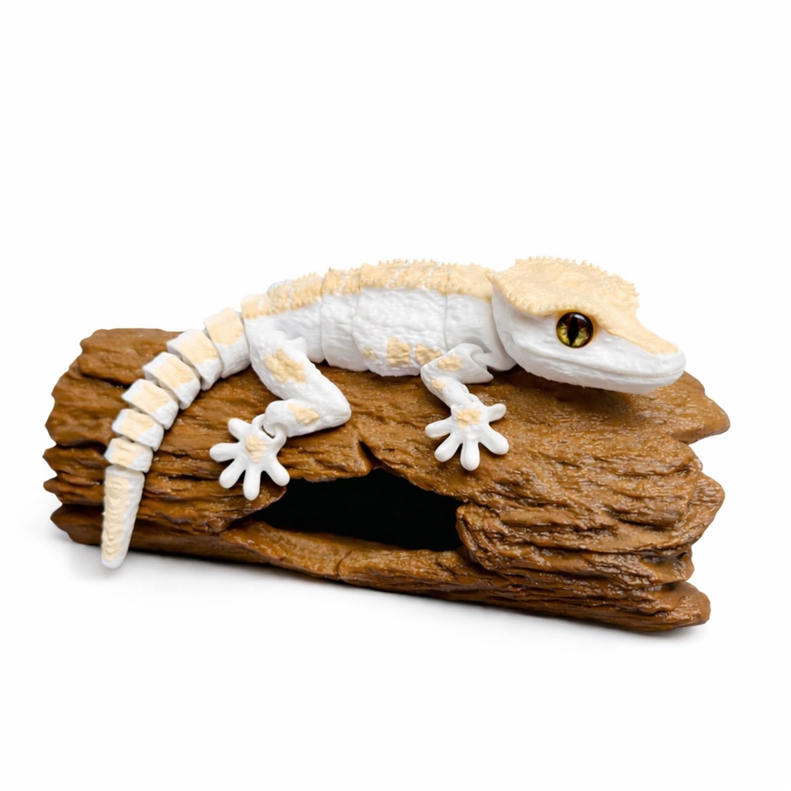 Casome White 3D Printed Leopard Gecko Figurine With Movable Joints, Realistic Lizard Sculpture For Home Decor, Articulated Reptile Collectible Desk Ornament For Reptile Lovers(White)