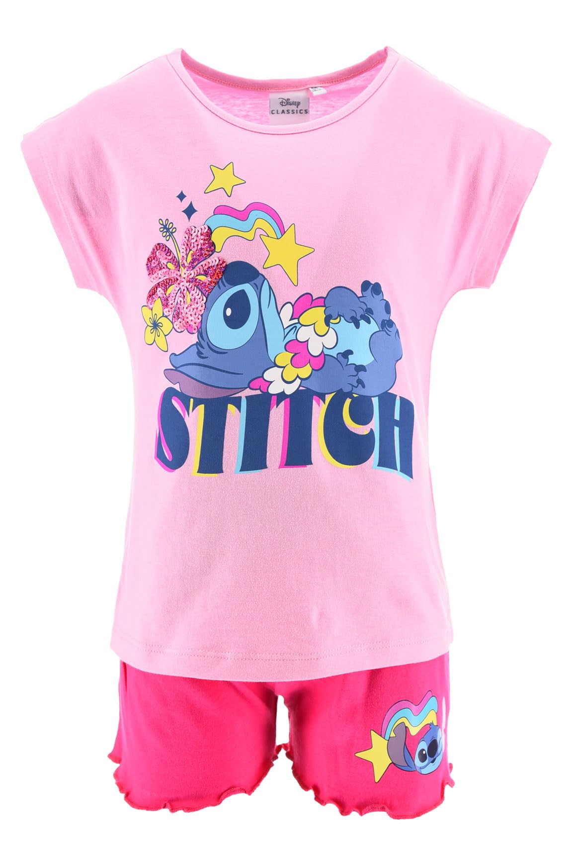 Disney Stitch Completo Estivo Bambina T-Shirt e Pantaloncino o Gonna Tutina Cotone 100% Set Abbigliamento Bambina Estate 3 4 6 8 Anni