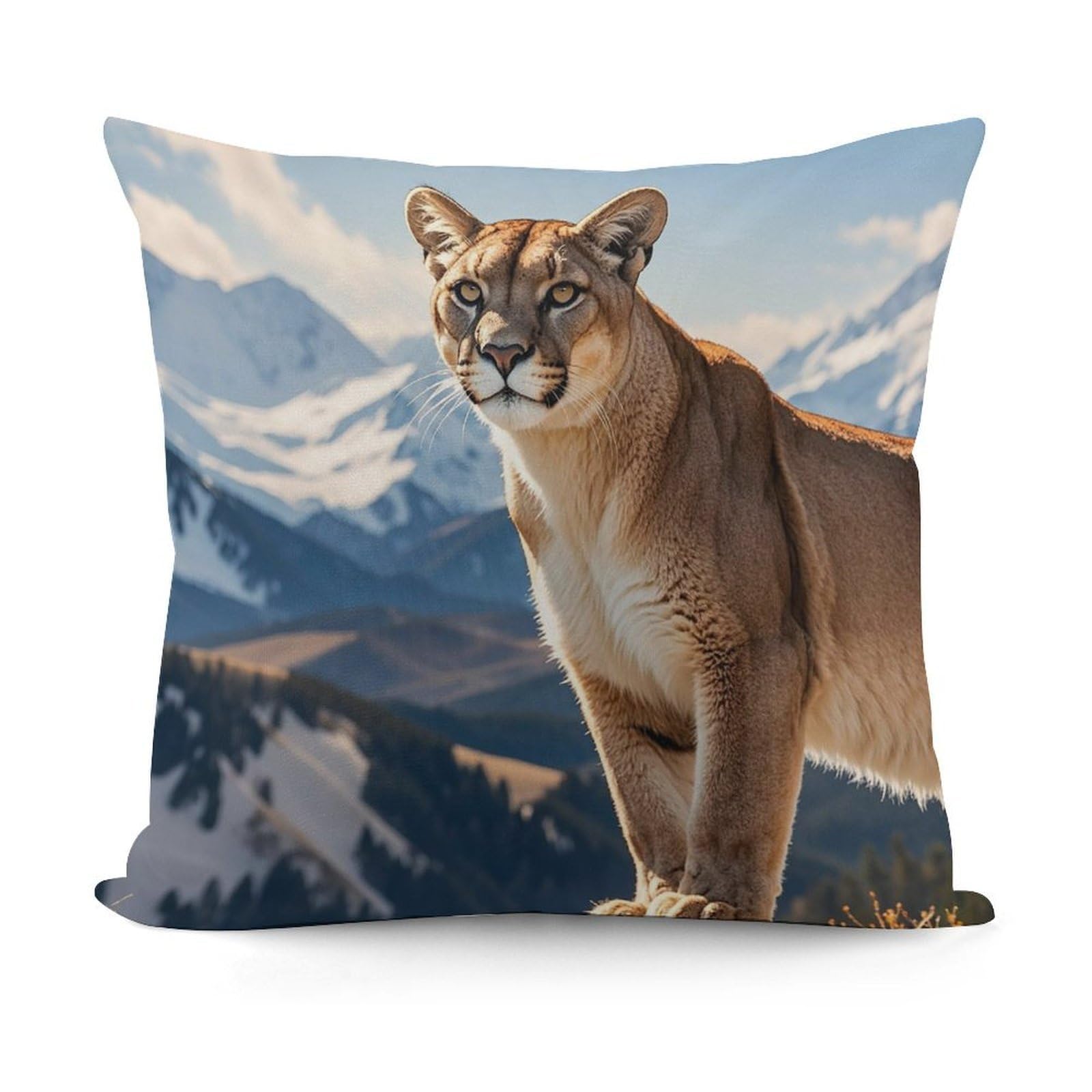 FekiLoot Panther & Mountain Lion Throw Pillow Cover Soft Decorative Pillow Cover Modern Square Cushion Cover Cozy Cushion Case Farmhouse Home Decor for Sofa Couch Living Room 18 X 18 Inch