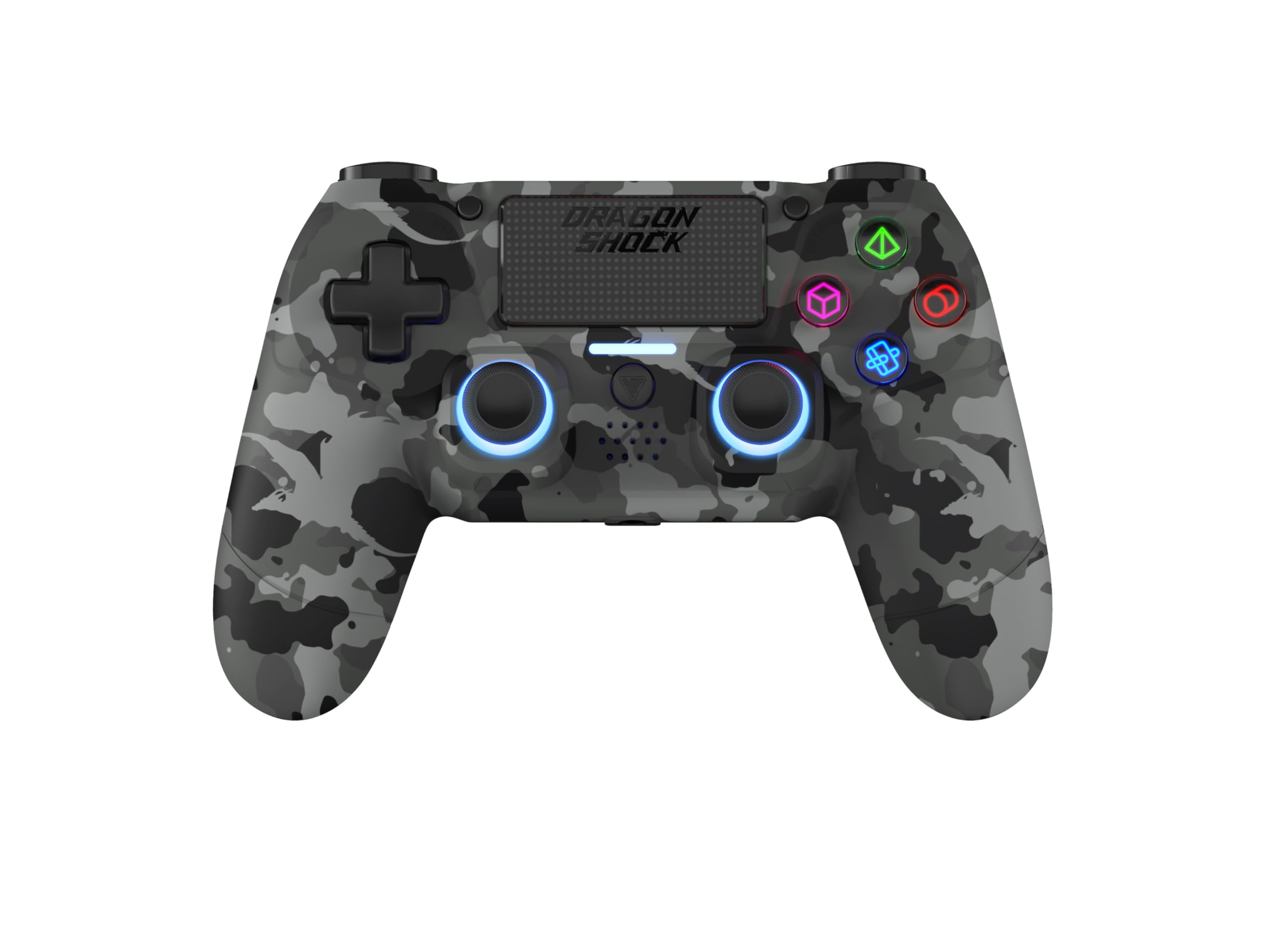 DRAGON SHOCK DragonShock - MIZAR BT - Controlador inalámbrico para PS4, PC y dispositivos móviles (Gris camuflaje)