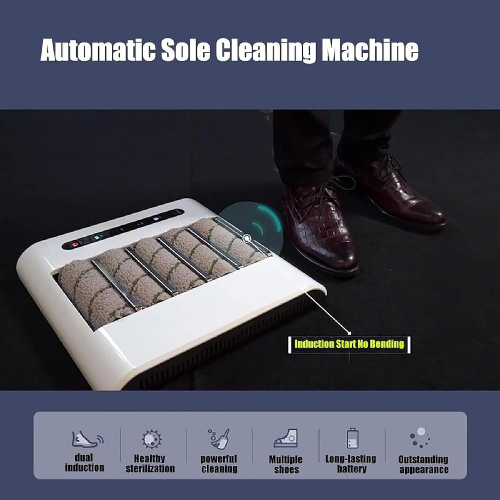 Pulidora eléctrica de zapatos, máquina de limpieza totalmente automática de 1000 Pa, limpiador de suela sin agua de 260 RPM para hogar, oficina, hoteles, uso comercial