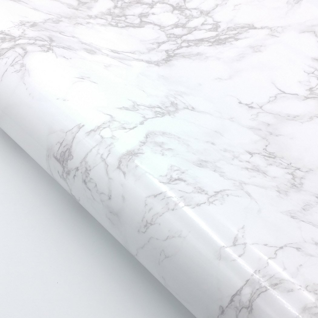 RoyalWallSkins Marble Peel and Stick Wallpaper Removable Waterproof Contact Paper for Countertops, Cabinets, Furniture Renter Friendly (High-Gloss White, 24