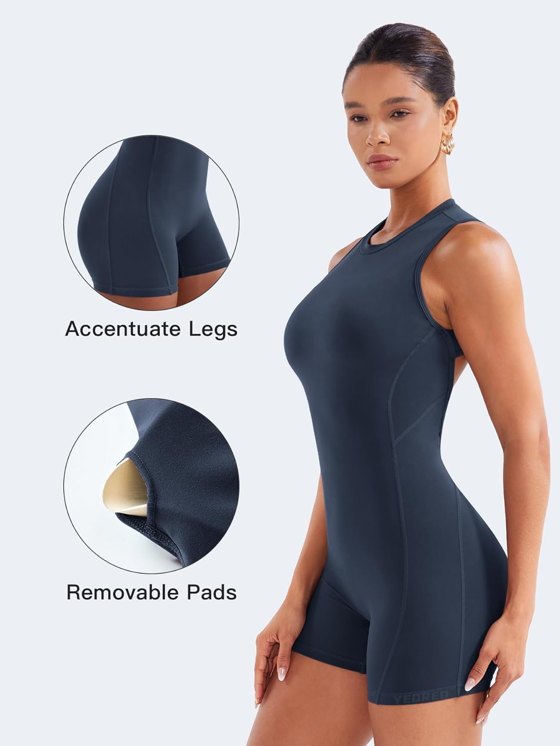 YEOREO Backless Workout Jumpsuits Women One Piece Sleeveless Jumpsuit with Pads Tessia Scrunch Butt Yoga Romper - Image 2