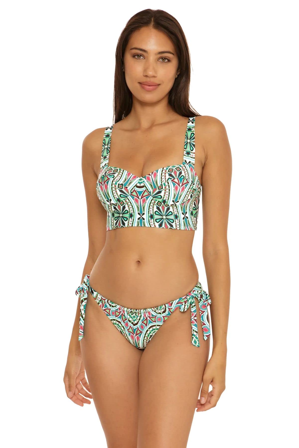 Becca by Rebecca Virtuewomens Mosaic Bustier Bikini Top, Adjustable, Swimwear Separates for Women Bikini Top