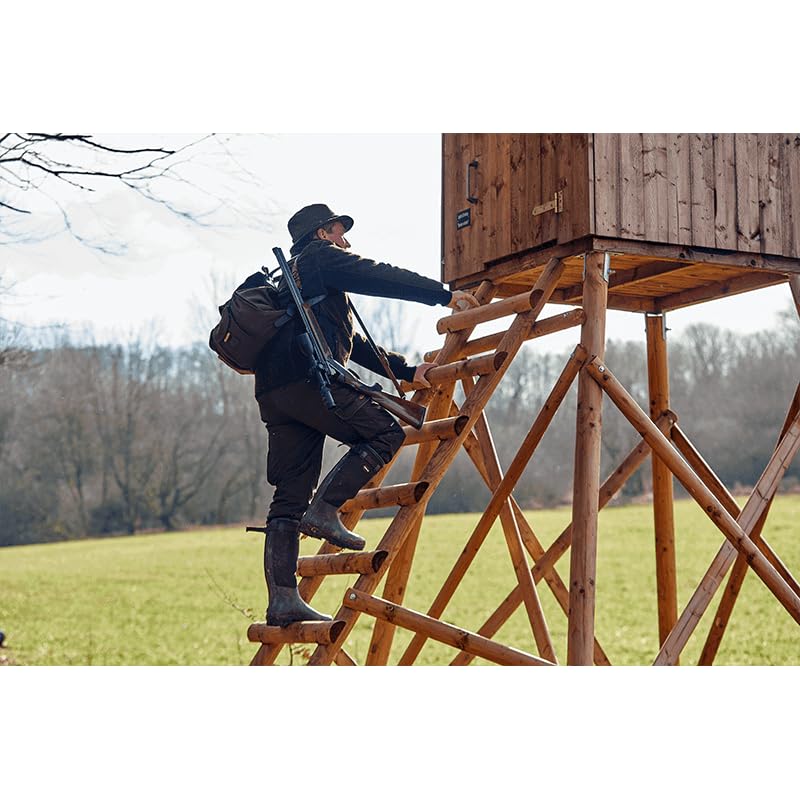 DJV-Jagdrucksack groß | Leiser Loden | 40L Volumen | clevere Taschen, Jagdjackenfach | gepolsterte Ledertragegurte. Inkl. waschbarer Schweisseinlage | Praktisch, leicht (ca. 1,3 kg)