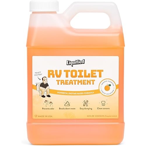 Liquified RV Toilet Treatment - Orange Scent, 32oz Standard Pour Bottle - Holding Tank Waste Digester & Odor Eliminator, Septic Safe, Biodegradable - Made in USA