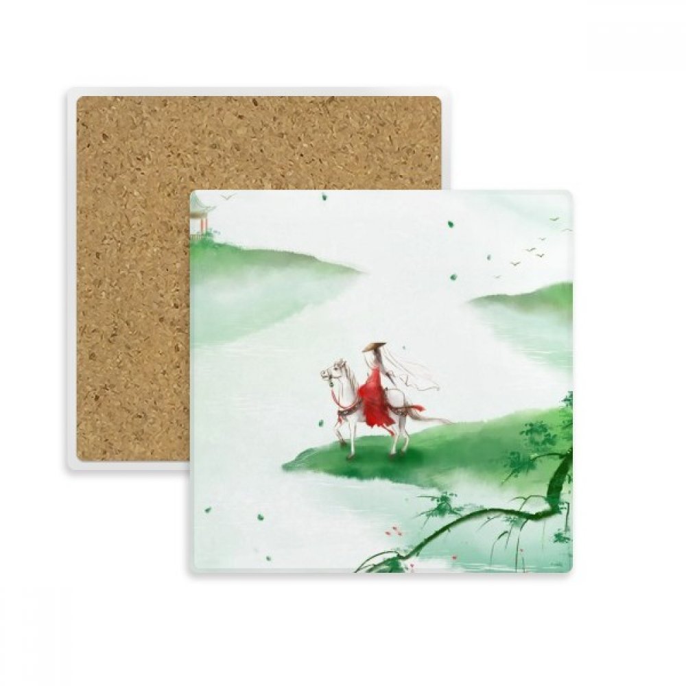 Coaster aquarelle chinoise cheval sous-verre absorbant en pierre élégante